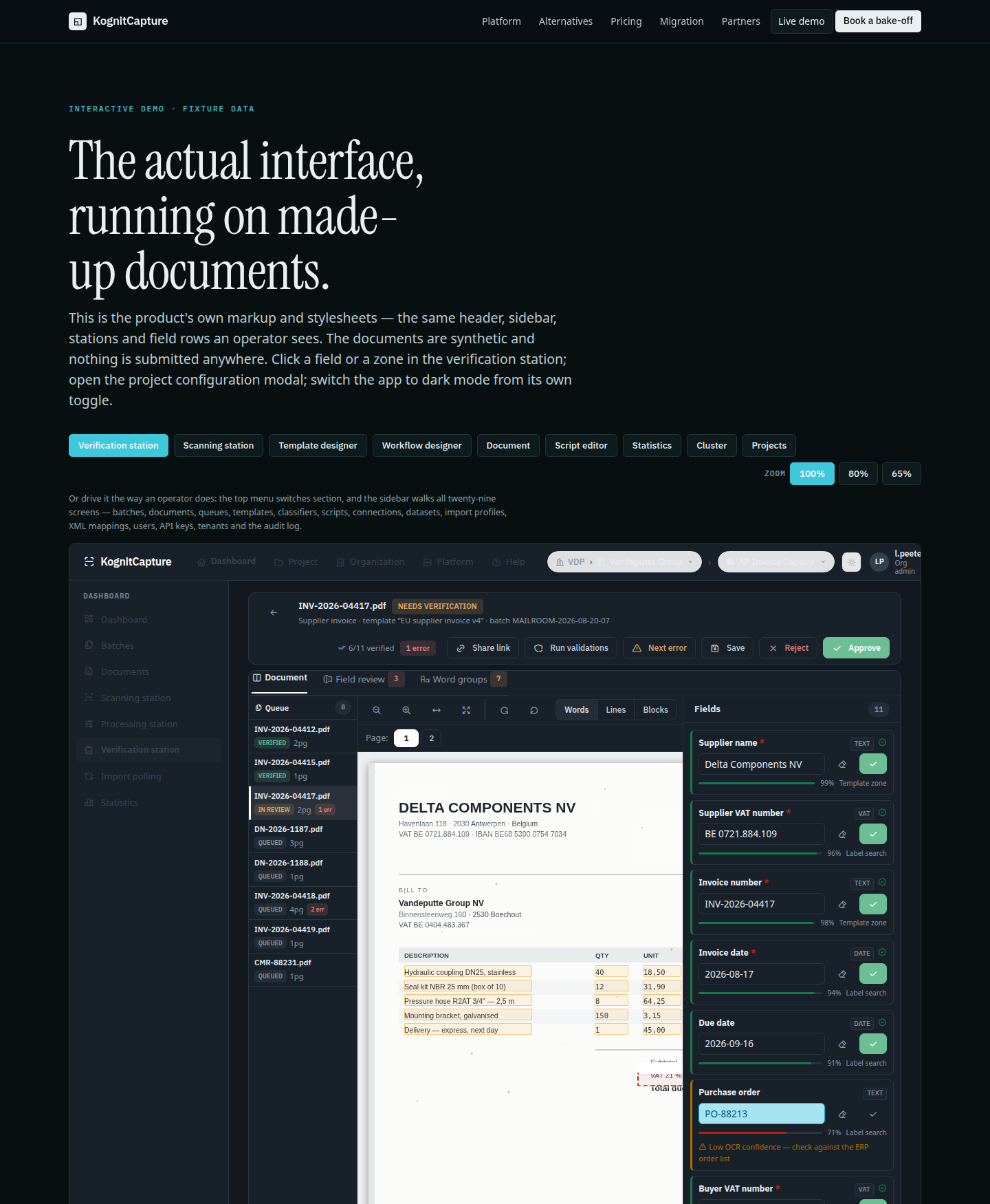 Demo, dark theme, August 2026 build